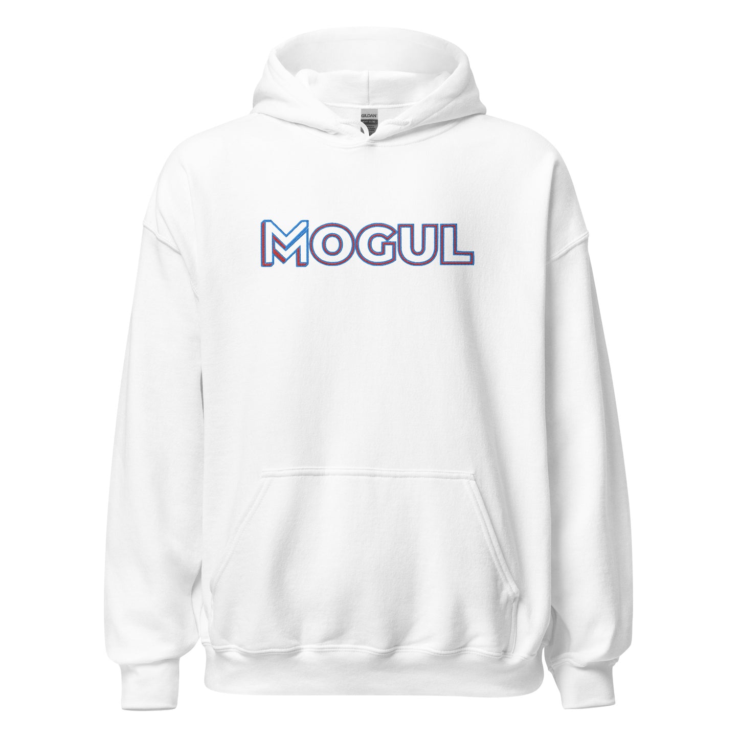 Mogul Brand Embroidered Hoodie | Red + Blue