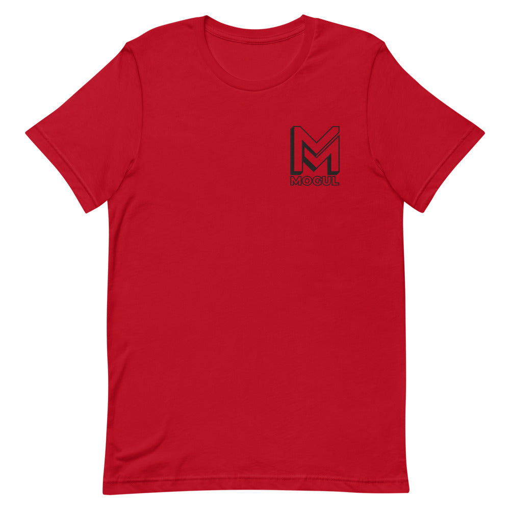embroidered mogul t shirt with white logo